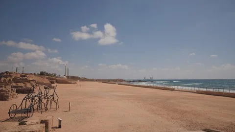 Caesarea old city pan Stockbeeldmateriaal 91708049