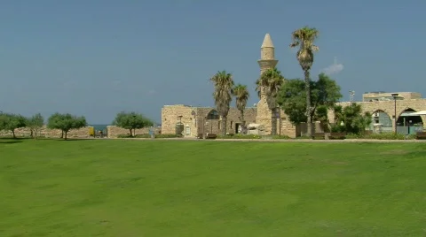 Caesarea old harbor pan 1 Stockbeeldmateriaal 486215