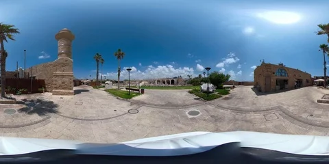 Caesarea old harbor square walk 360 스톡 동영상 103455870