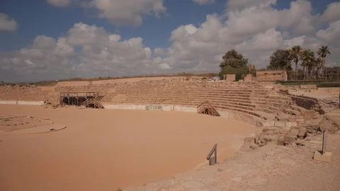Caesarea old hippodrome pan 스톡 동영상 92000775