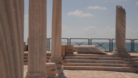 Caesarea roman pillars Stockbeeldmateriaal 91747171