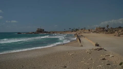 Caesarea Shoreline Stock Footage 248704866