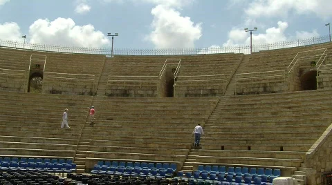 Caesarea theatre pan 1 Stock Footage