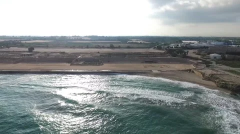 Caesarea - View from the sea; Racetrack; Baths, Warehouses Stock-Footage 63749646