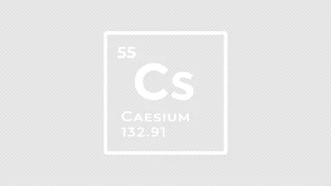 Caesium, chemical element of the periodic table graphic animation. Alpha channel Stock Footage 311246500