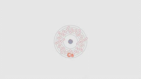 Caesium Cs Bohr Atom Model Clean No Text Animation Video Overlay Alpha 4K Видео 339368310