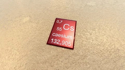 Caesium periodic table symbol on raw caesium, a rare earth element, Stock Footage 321655093