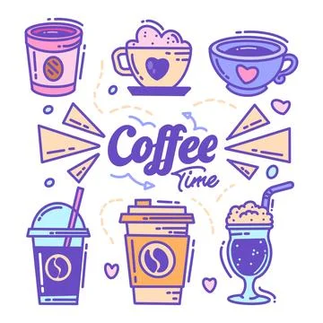 Cafe and coffee house pattern collection full color Stock Illustration