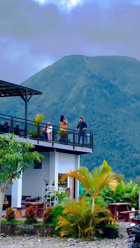 Cafe and mountains Stock Footage 222734258