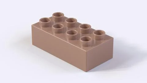 Cafe Au Lait Plastic Construction Block with Eight Cylindrical Studs Stock Illustration
