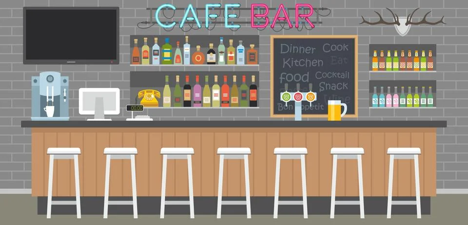 Cafe bar interior Stock Illustration