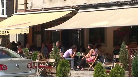 Cafe Bar in the Sun Stock Footage 1061686
