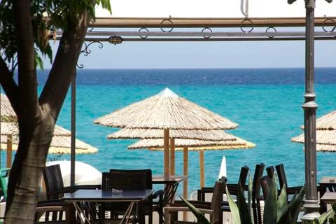 Cafe on the beach Stockfoto's