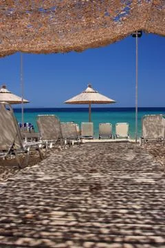 Cafe on the beach Stock Photos