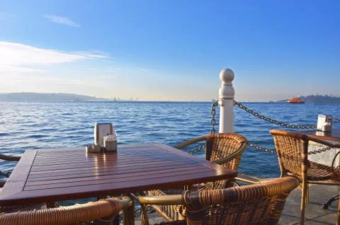 Cafe on the beach in Turkey. Stock Photos