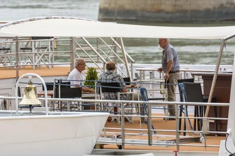 Cafe on the boat. Stock Photos