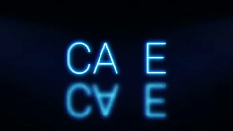 Cafe bright glowing neon blinking signboard. Blue letters with shadow. Stock Footage 142350812
