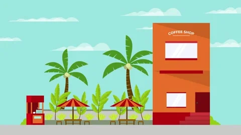 Cafe Building Cartoon Animation Stock-Footage 173704100
