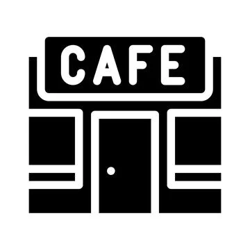 Cafe building glyph icon vector black illustration Ilustración de archivo
