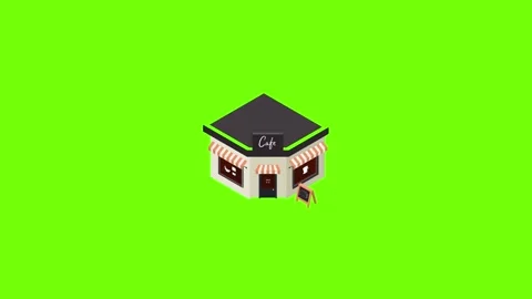 Cafe building icon animation Stock Footage 156464853