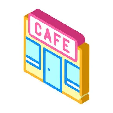 Cafe building isometric icon vector color illustration Ilustración de archivo