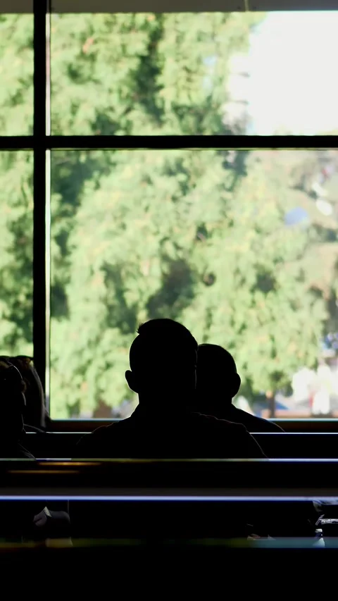Cafe, cafeteria, catering establishment. many dark silhouettes of people on the Stock Footage 318460069