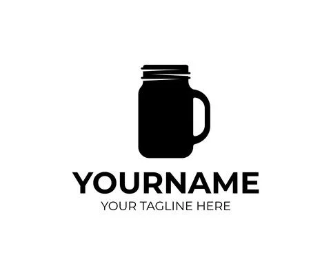 Cafe, caffe with mason jar, logo design Stock Illustration
