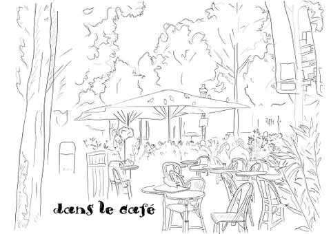 Cafe on the Champs-Elysees Stock Illustration