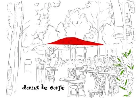 Cafe on the Champs-Elysees イラスト素材