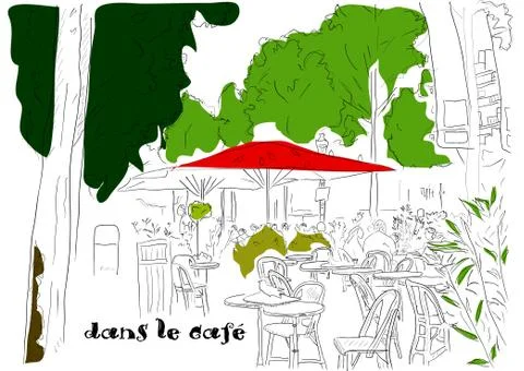 Cafe on the Champs-Elysees Stock Illustration
