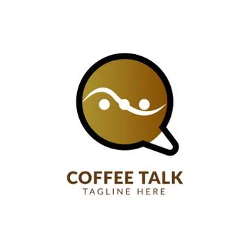 Cafe Chat Logo Design Template,coffee talk chat bubble mug logo vector downlo Stock Illustration