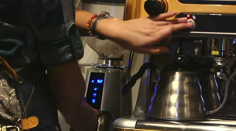 Cafe. Coffee brewing 12. Grinding coffee Stock Footage 58012819