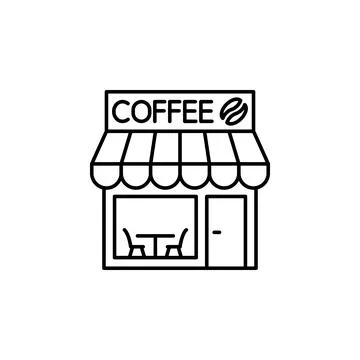 Cafe, coffee, building icon. Simple line, outline vector elements of city for ui Stock Illustration