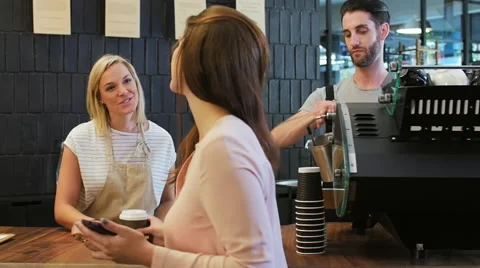 Cafe coffee shop customer interactions Stock Footage 58126982