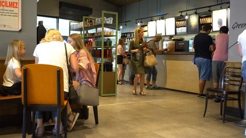 Cafe Coffee Shop Customer Interactions Stock Footage 91353067
