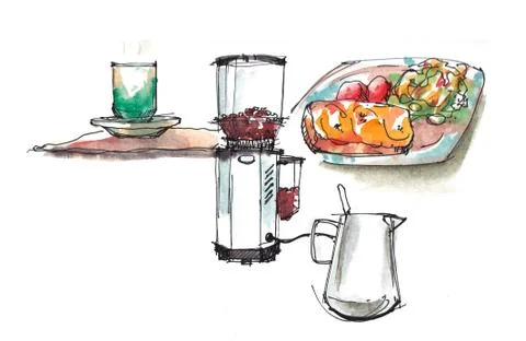 Cafe coffee shop elements illustration Ilustración de archivo