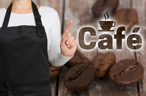 Cafe concept is shown by coffee roaster Stock Photos