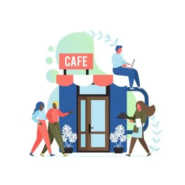 Cafe concept vector flat style design illustration Stock Illustration