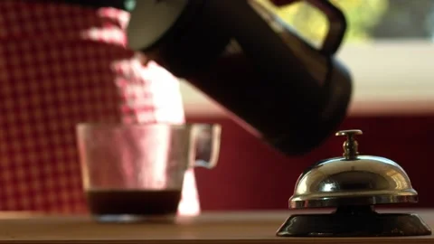 Cafe counter with waitress serving coffee in cafe bar Stock Footage 275038309