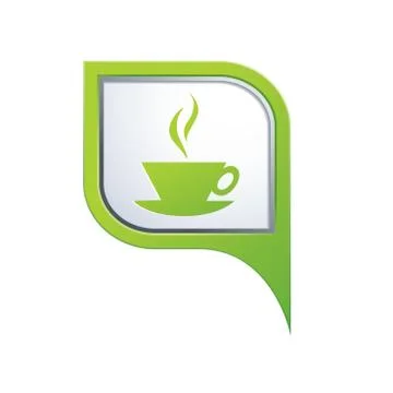Cafe cup icon on green pointer Stock Illustration