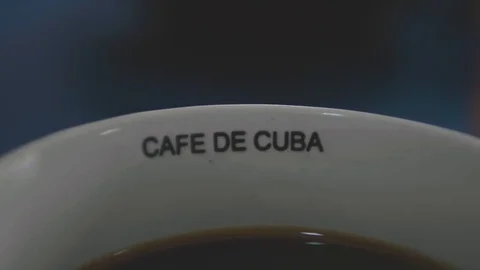 Cafe De Cuba coffee cup in cuban cafe Stock Footage 88764463