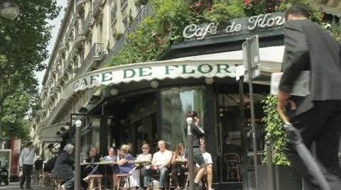 Cafe de Flore, Saint germain des pres, Paris, France Stock Footage 11237230
