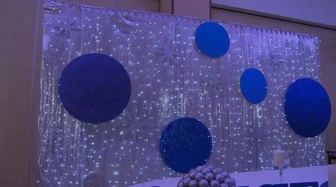 Cafe decorated for wedding in silver-blue tones Stock Footage 63027410