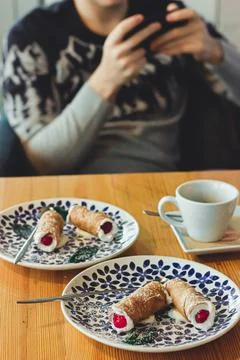 Cafe Dessert Date Stock Photos