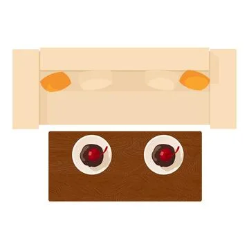 Cafe dessert icon isometric vector. Chocolate muffin on wooden table in cafe Stock Illustration