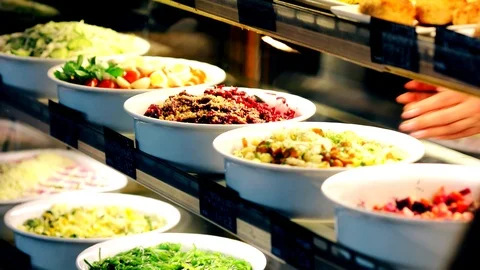 Cafe dishes on display 2 Video stock 94115810