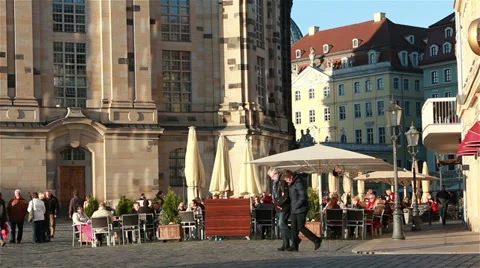 Cafe at Dresden Neumarkt Stock Footage 39899851