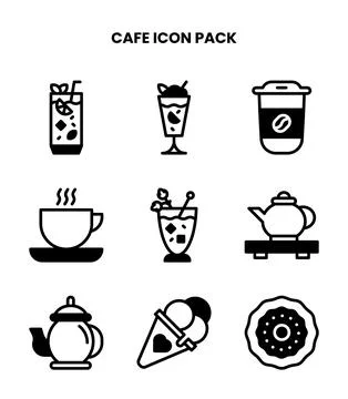Cafe DuoTone Bundle Icons Pack Stock Illustration