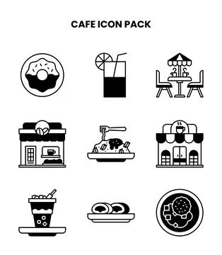 Cafe DuoTone Icons Pack Stock Illustration