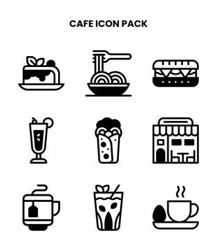 Cafe DuoTone UI Icons Pack Stock Illustration